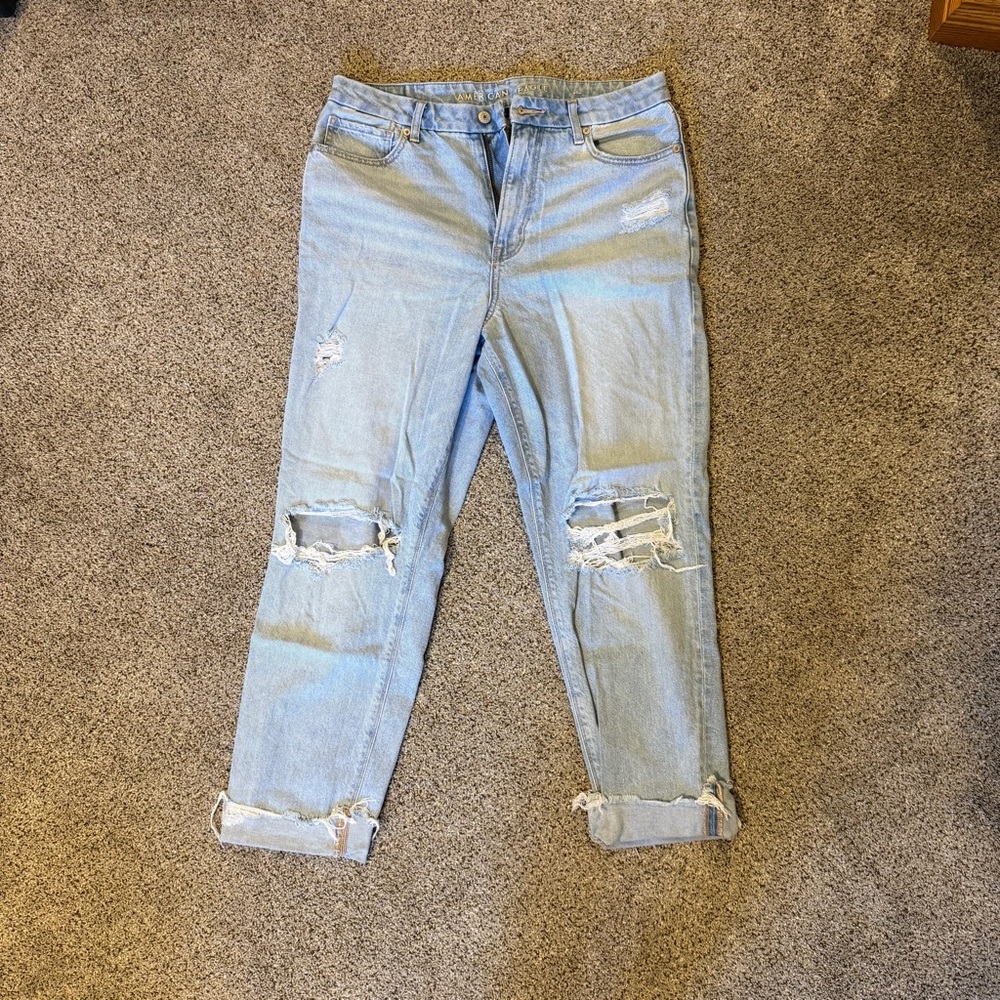 American Eagle Outfitters Light Blue Ripped Boyfriend Jeans